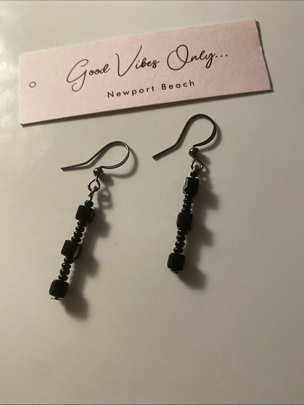 GOOD VIBES 😎 ONLY Black Faceted Cube Beaded Drop Earrings!
